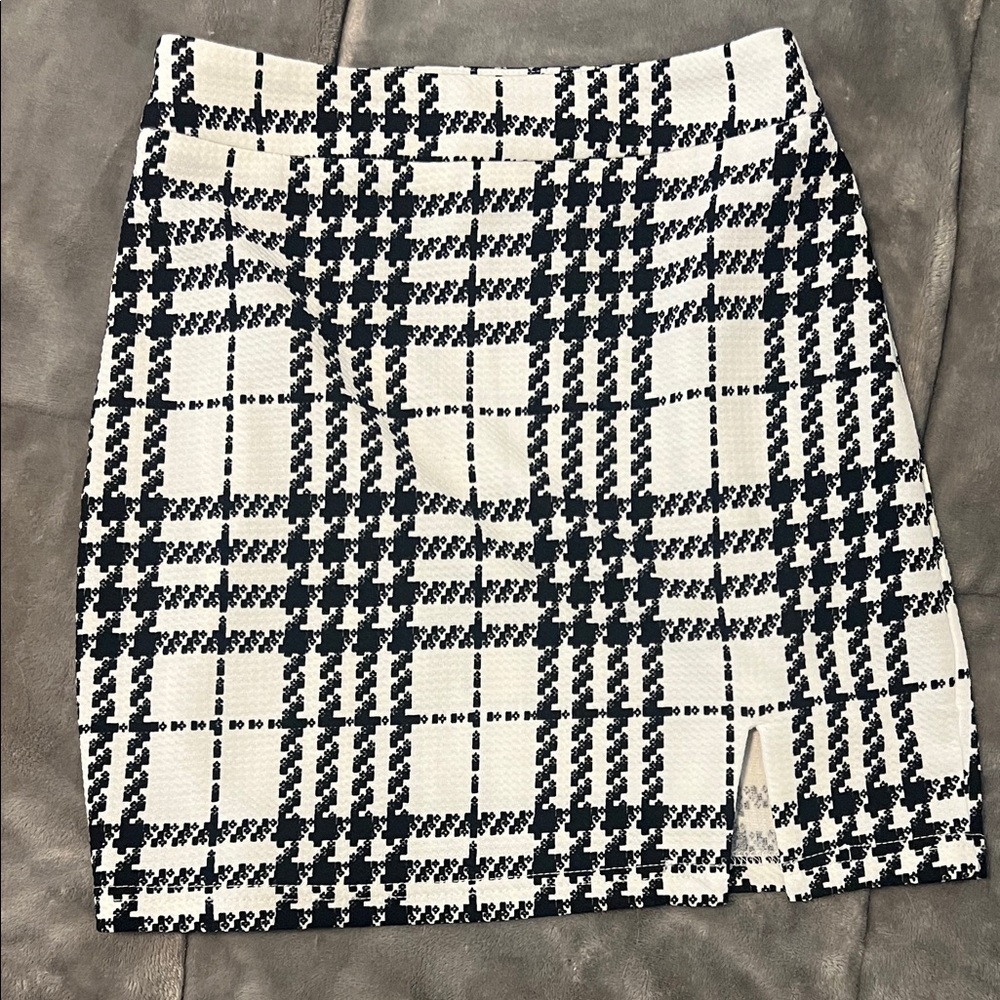 Black & White Plaid Mini Skirt
